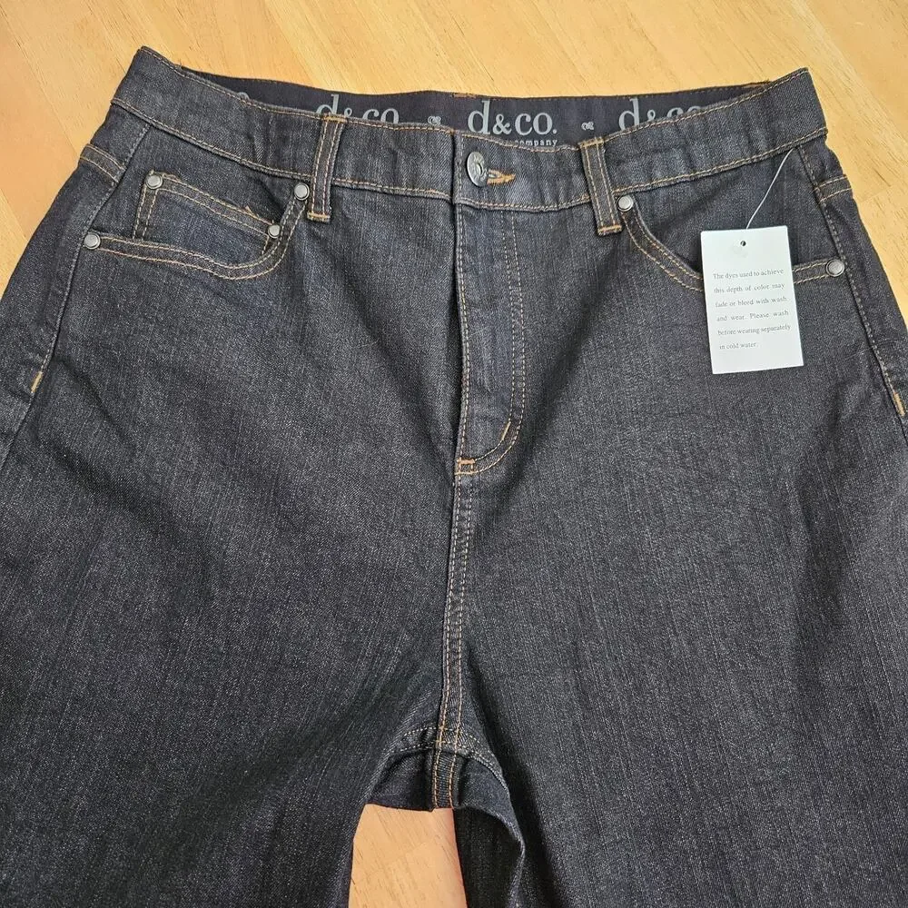 Denim & Co. How Fitting Slimming Boot Cut Stretch Jeans Sz 14 NWT Black